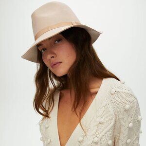 NWT ARITZIA Auxiliary 100% Australian Wool Fedora | Sweatband, Adjustable XS/S